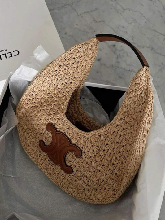CELINE CLASSIC PANIER HOBO BAG IN RAFFIA