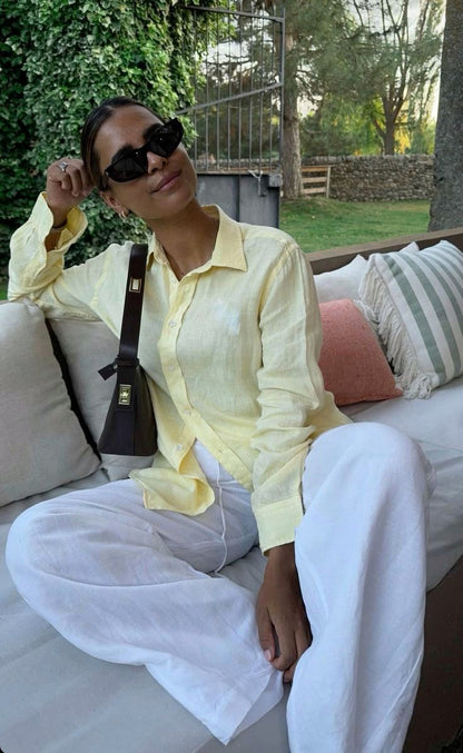 מכופתרת פשתן לורן