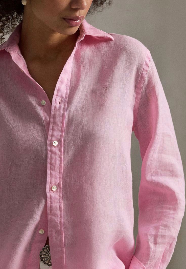 מכופתרת פשתן לורן