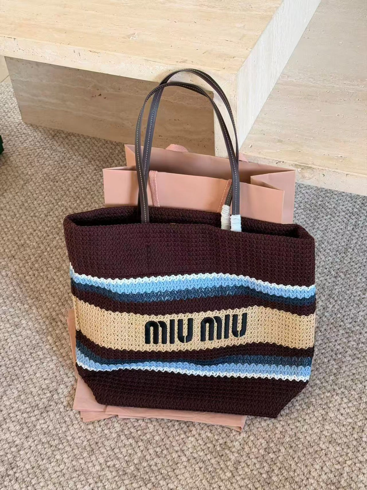 Miu Miu Crochet Tote Bag | Brown |